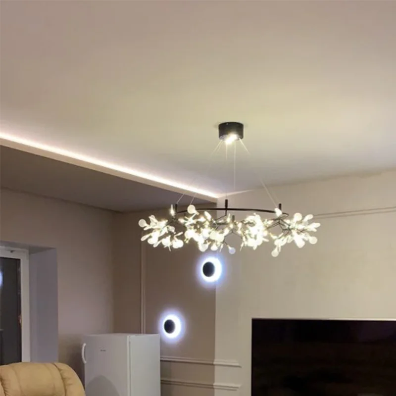 Современный светодиодный подвесной светильник в виде ветки дерева круглый