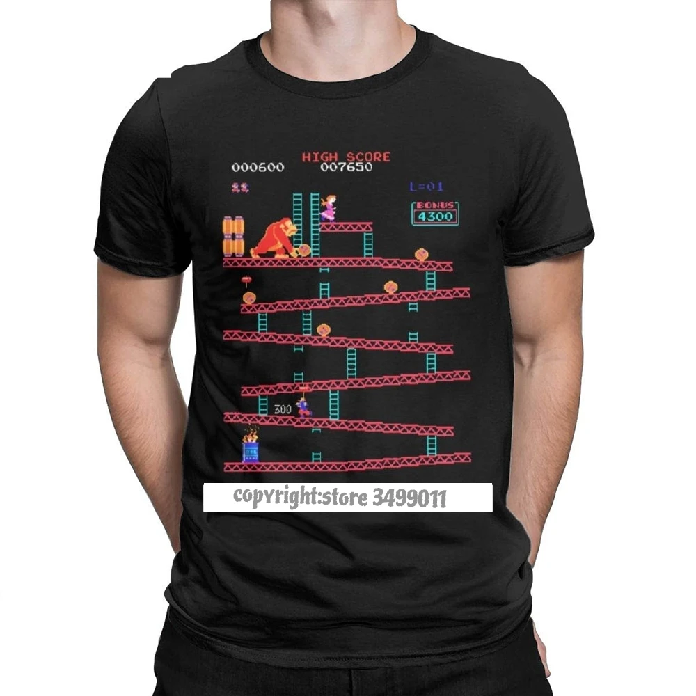 

Game Tops T Shirts Men Arcade Game Collage Vintage Tshirts Crew Neck Camisas Retro T Shirt Funny Tops