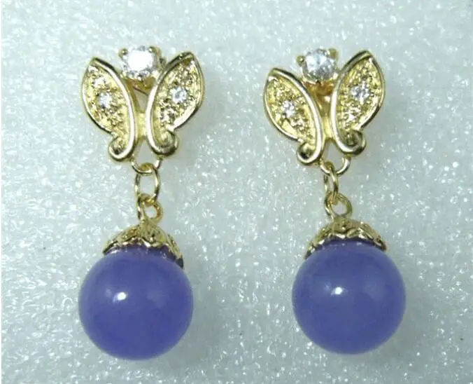 

charm 12mm purple jades butterflyy earring