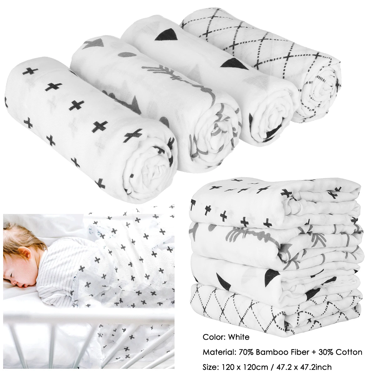 Одеяло муслиновое для новорожденных 4 шт./лот 100% хлопок | Мать и ребенок