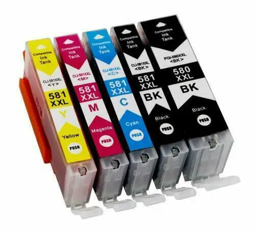 5PK PGI-580/CLI-581 совместим с кляксами для картриджей для Canon TR7750 TR8850 TS6150 TS6151 TS8150 PGI580 CLI581 XL