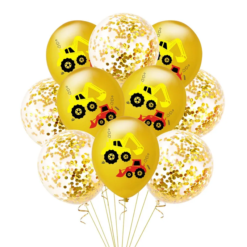 6 Cartoon Excavator Latex Balloon Cake Topper Construction Vehicle Banner Truck Balloon Car Theme Birthday Party Decor Supply - Цвет: 6