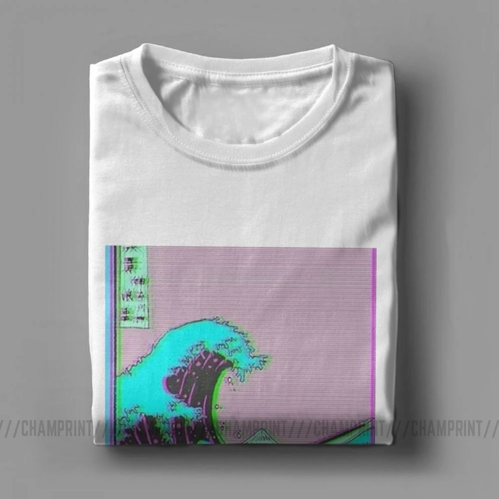 The Great Wave Off Vaporwave Kanagawa Мужская футболка винтажные футболки из чистого хлопка с