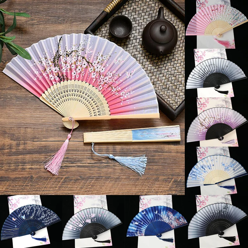 

Chinese Classical Style Folding Fan Elegant Bamboo Fan Tassel Dance Dance Decorative Ornaments Pattern Art Folding Fan Ornaments