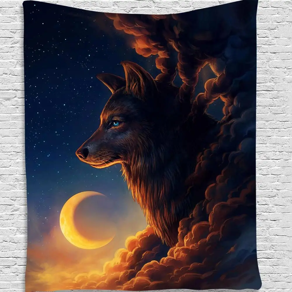 Гобелен на стену с изображением животных из полиэстера Льва осьминога травяное