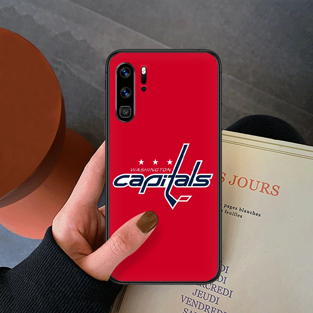 

Ice Hockey Capitals Phone Case For Huawei P Mate Smart 10 20 30 40 Lite Z 2019 Pro Black Back Trend Cell Painting Funda Fashion