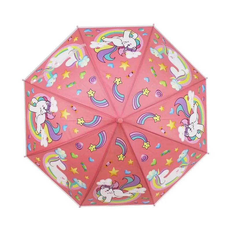 Детский зонтик в форме единорога Прозрачные Зонтики Детские лазерной стильная