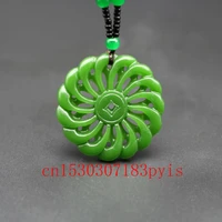 natural green jade pendant necklace chinese double sided hollow out carved charm jeweley fashion amulet for men women lucky gift
