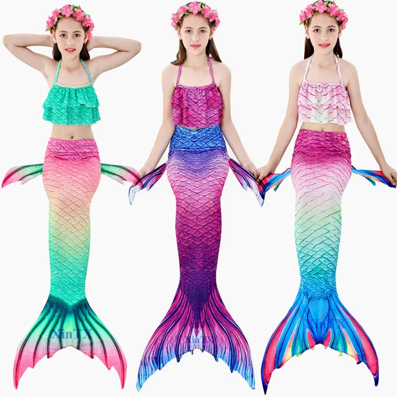 Детский костюм для косплея Ариэль с хвостом русалки и моноластами|Костюмы