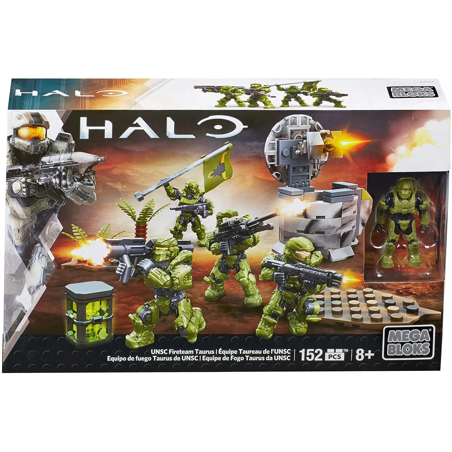 Игровой набор Mega Bloks Halo Promethean Warrior Fireteam Rhino UNSC Taurus игровой подарок для детей |