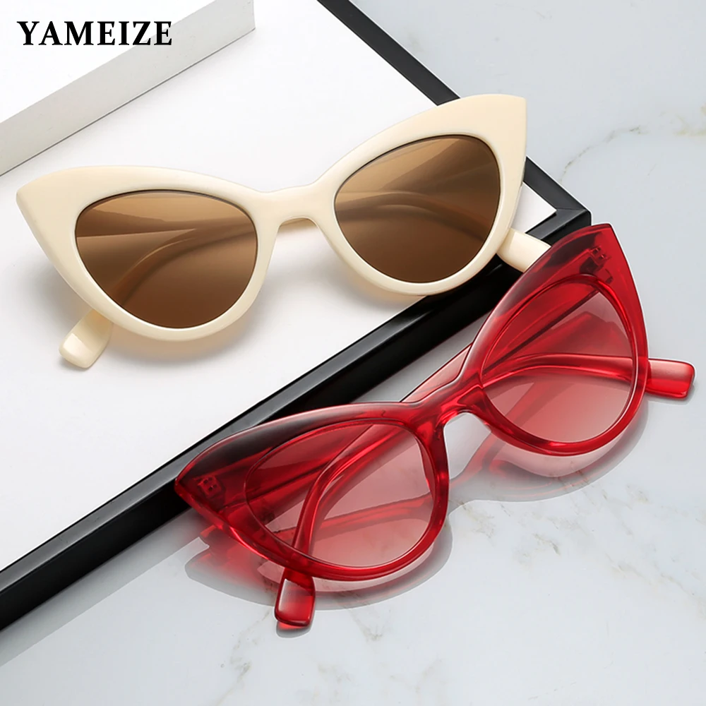 Женские солнцезащитные очки YAMEIZE Винтажные Солнцезащитные кошачий глаз с