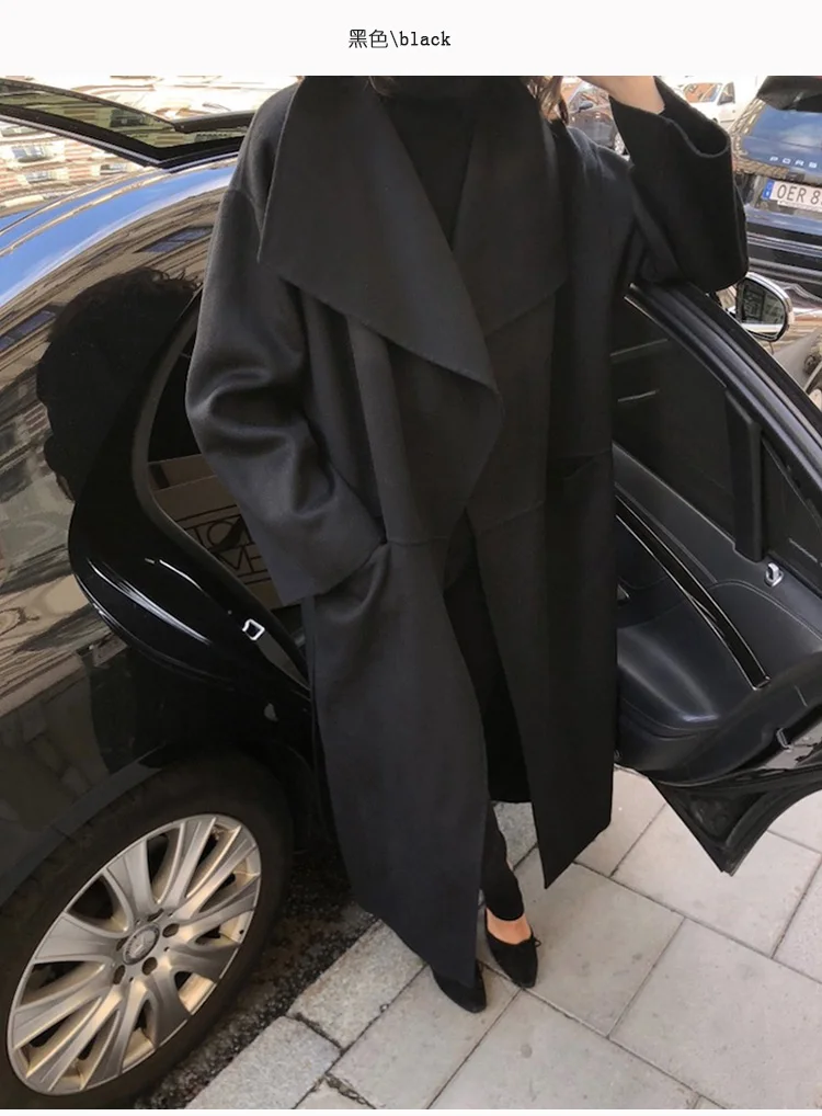 Новое Женское шерстяное длинное пальто зимняя теплая куртка средней длины с