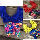 Купальник-бикини Zrtak с цветочными оборками, купальник с высокой талией, женский купальник с глубоким V-образным вырезом и принтом, женское бикини, 2019