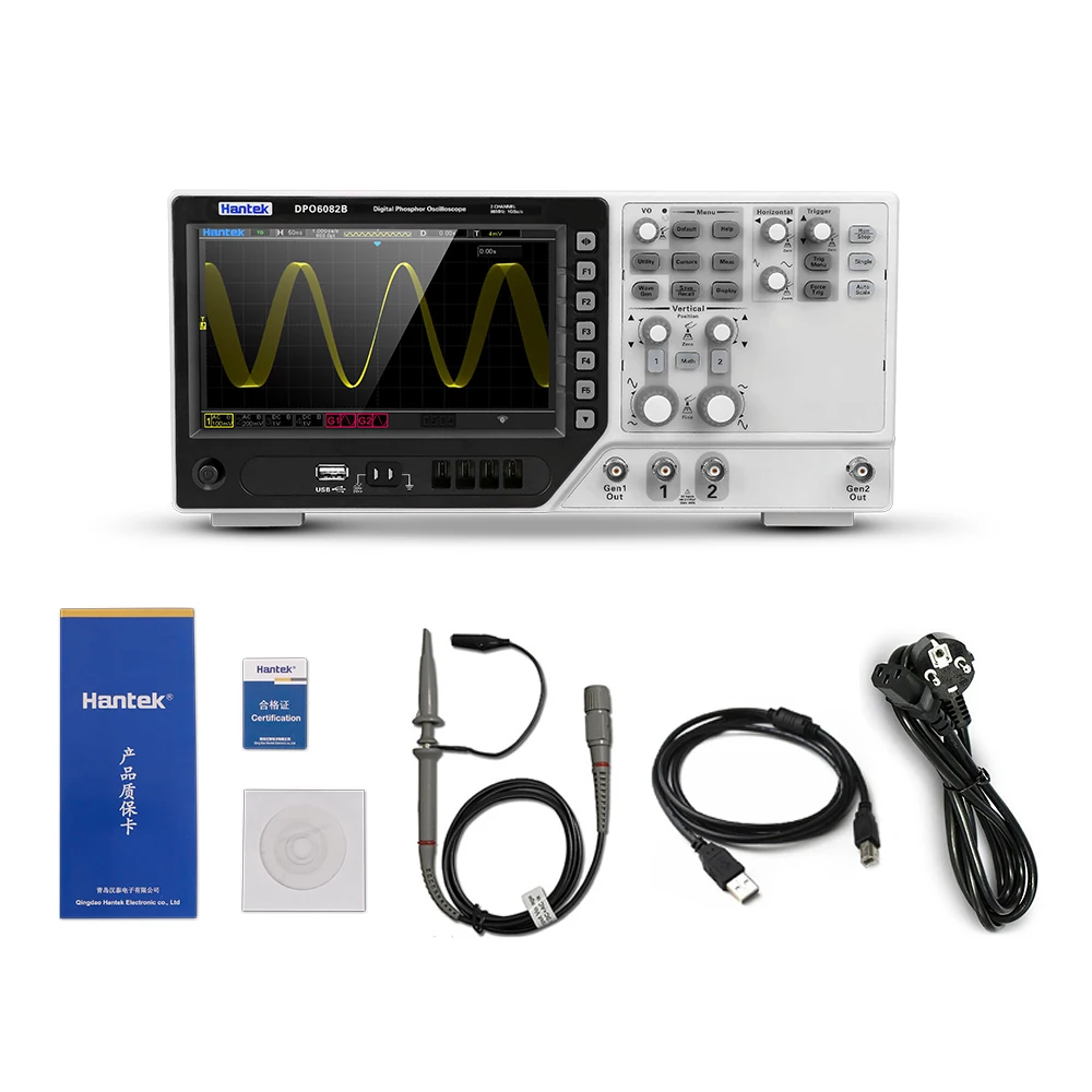 Hantek DPO6082B DPO6102B DPO6202B цифровой осциллограф 80 МГц 4 канала 1gsa/s 7 ''Tft Lcd 6 в 1