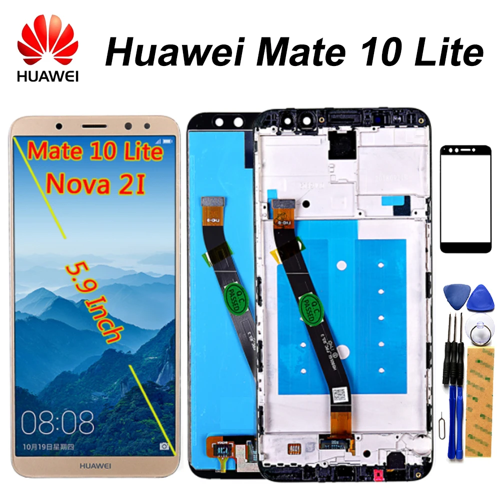 ЖК дисплей для Huawei Mate 10 Lite Nova 2i сенсорный экран 5 9 дюйма рамка сборки G10 / Plus|Экраны