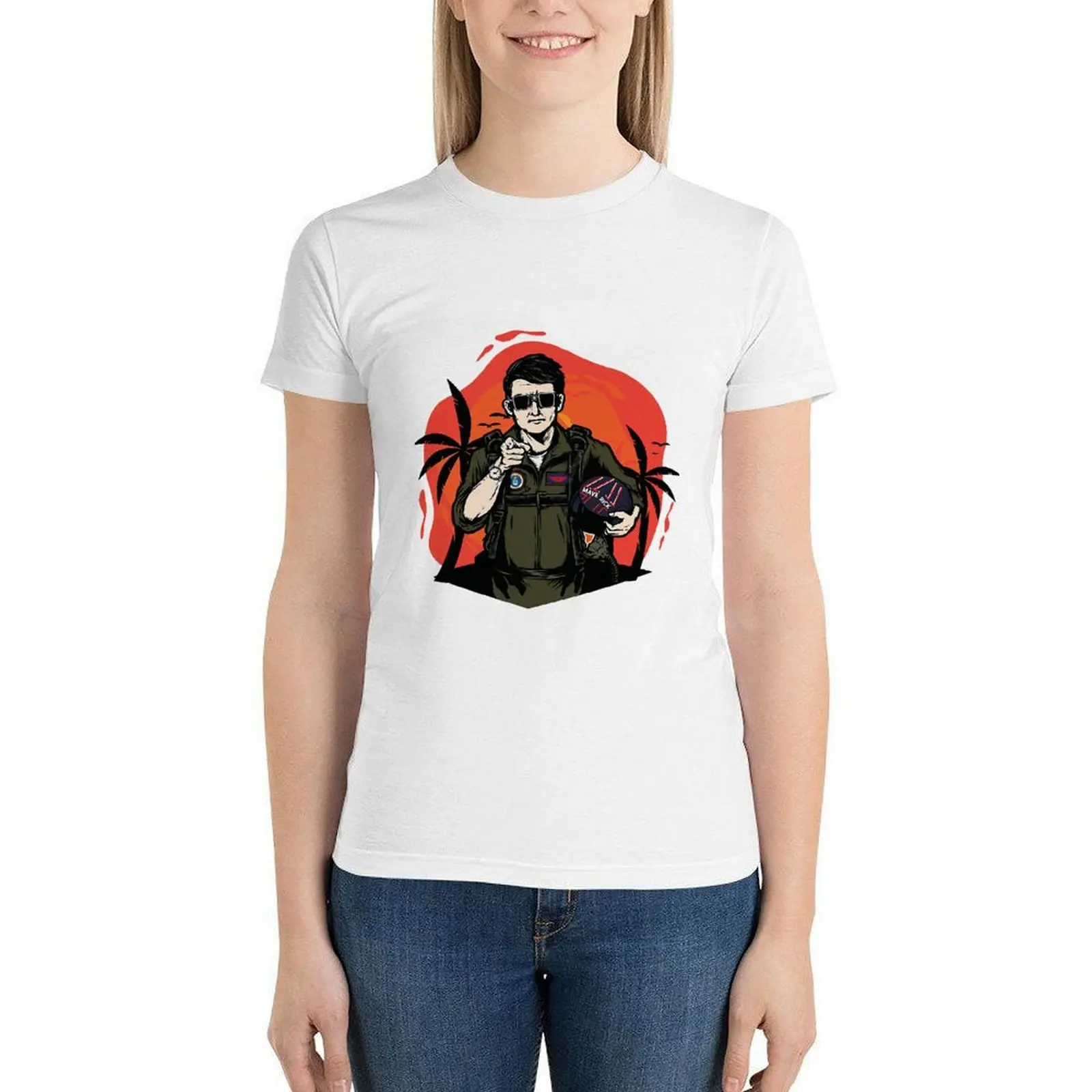 

Top Gun T Shirt Pattern Women Kawaii T-Shirt Street Fashion Short Sleeve 100 Cotton O Neck Tshirt XL