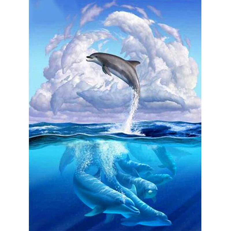 Алмазная живопись Dophin квадратные Стразы алмазная вышивка море наборы ручной
