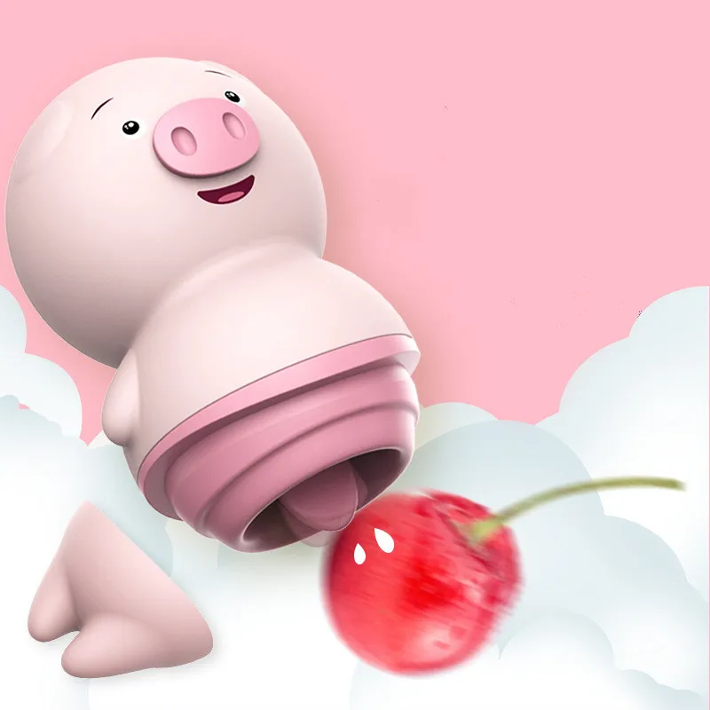 Розовый вибратор для языка розовой свиньи, ласкающий секс-игрушка для женщин, 10 режимов массажа клитора и сосков, вагинальные шарики, взрослые эротические игрушки S63 on.