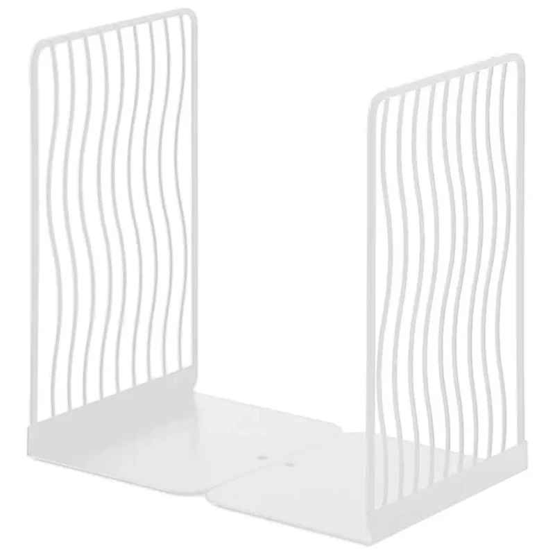 

1 Pair Bookends Book Stand Support Desktop Office Magazine Organizer Rack Shelf Holder
