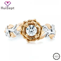 huisept fashion 925 silver ring flower shape zircon gemstone jewellery ornaments rings for women wedding party gifts wholesales
