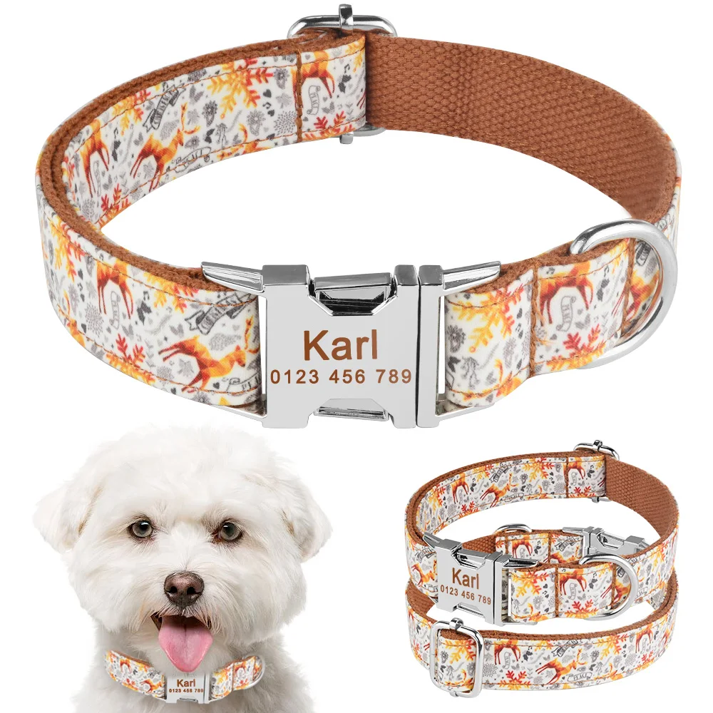 

Free Engraved Name Personalized Dog Collar Nylon Small Medium Large Dogs Puppy