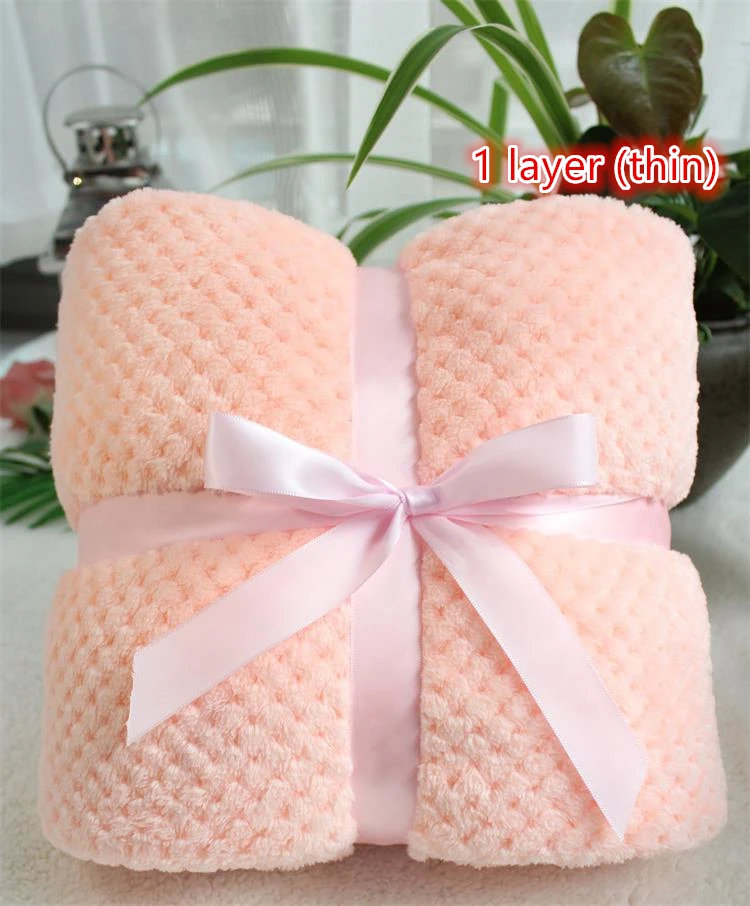 70X100cm-100X120cm детское одеяло на флисе красивое Пышное детское одеяло собака ковер для девочек розового и синего цвета для мальчиков детское спальное одеяло для постельные принадлежности для малышей, Пеленальное Одеяло - Цвет: orange Pink