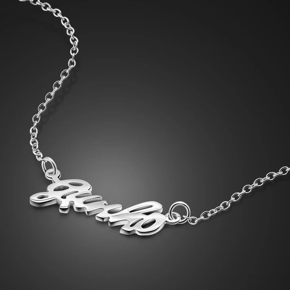 

New women's 925 silver necklace classic letter pendant necklace Solid silver rolo chain 45CM birthday gift for girlfriend Collie