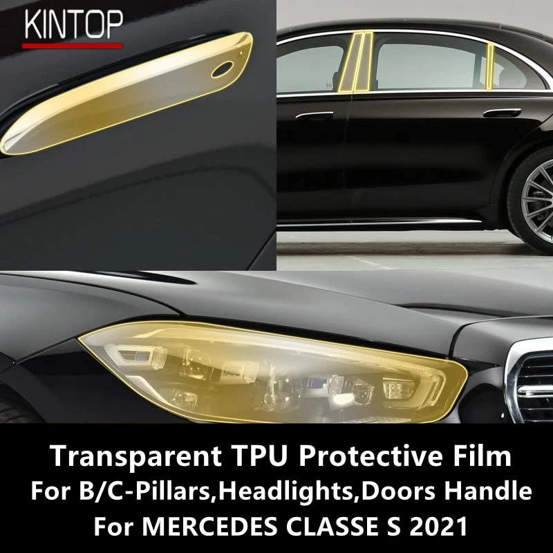 For MERCEDES CLASSE S 2021 W223 B/C-Pillars,Headlights,Doors Handle Transparent TPU Protective Film Anti-scratch Repair Film