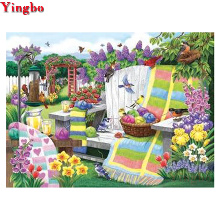 

5d cross stitch diamond embroidery full square round garden landscape diamond painting mosaic handmade gift home decor