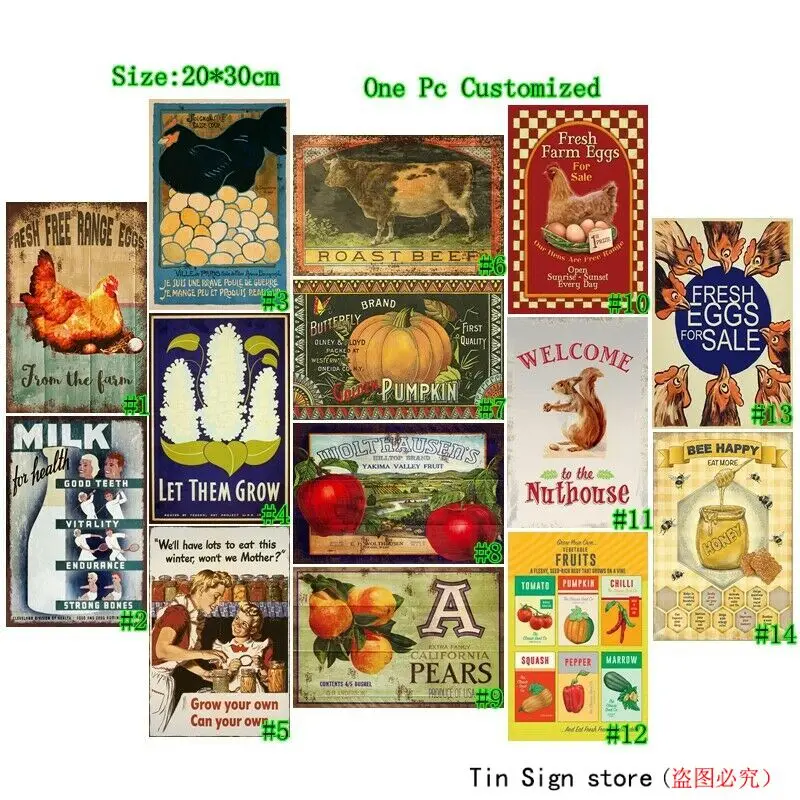 Свежие фермерские яйца винтажные металлические оловянные знаки Ретро фрукты