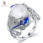 Женское кольцо с сапфировым цветком Bague Ringen, серебряное кольцо с лунным камнем, размер 6,7,8,9,10, Подарок на годовщину, 925 пробы