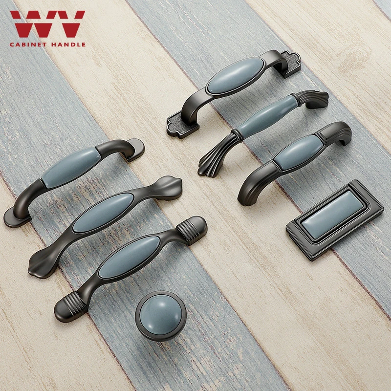 WV сине-серый Керамический кухонный шкаф мебель твердые ручки для шкафа дверные
