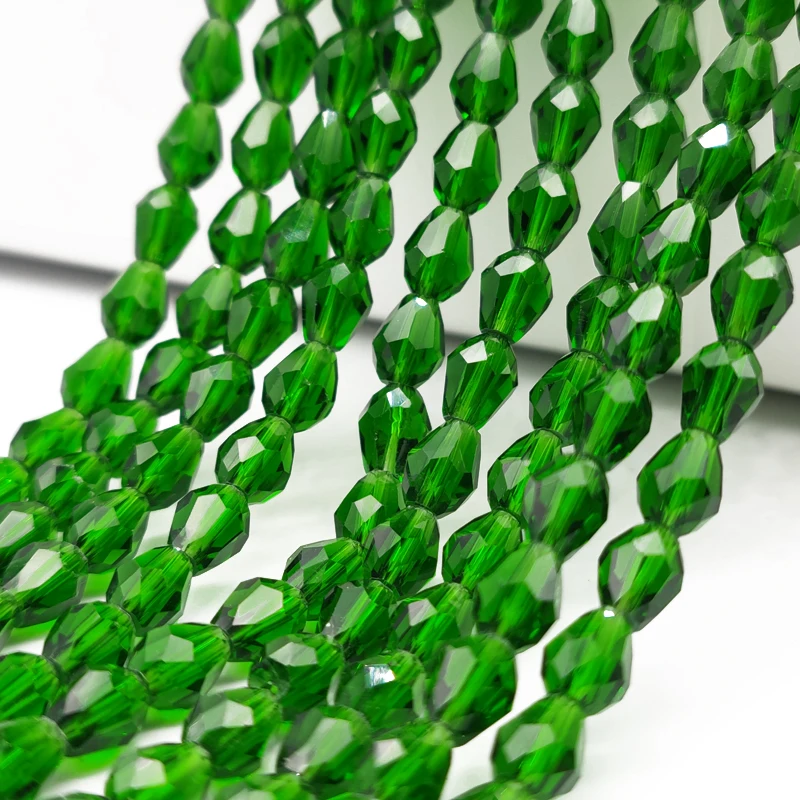 3x5 5x7 8x11mm Waterdrop Austria Crystal Beads Faceted Teardrop Green Glass Loose Spacer Beads for Jewelry Making DIY Bracelet
