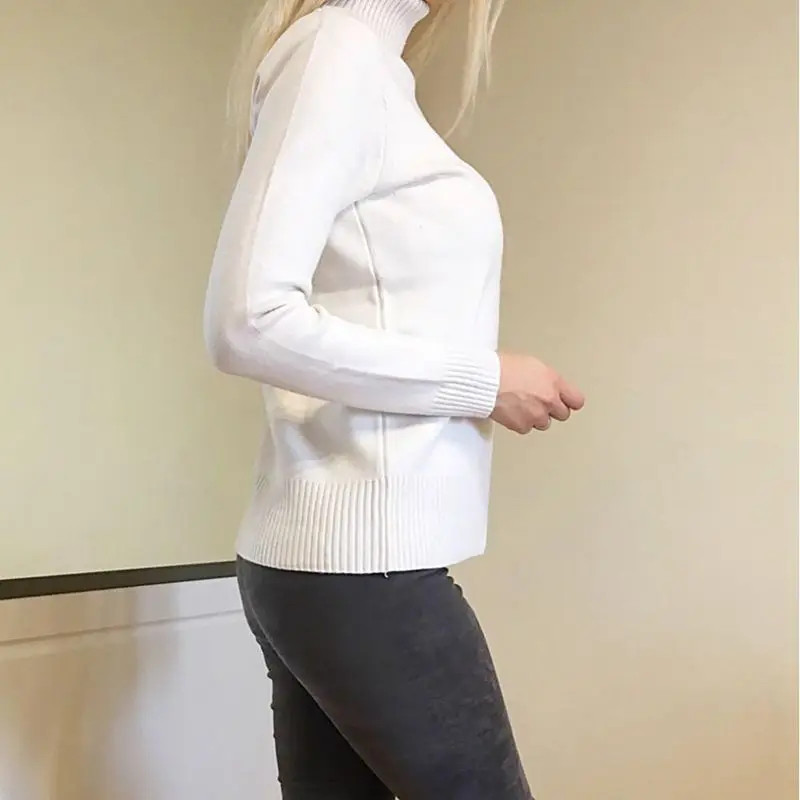 Женский свитер с высоким воротом GIGOGOU теплый вязаный пуловер длинным рукавом для