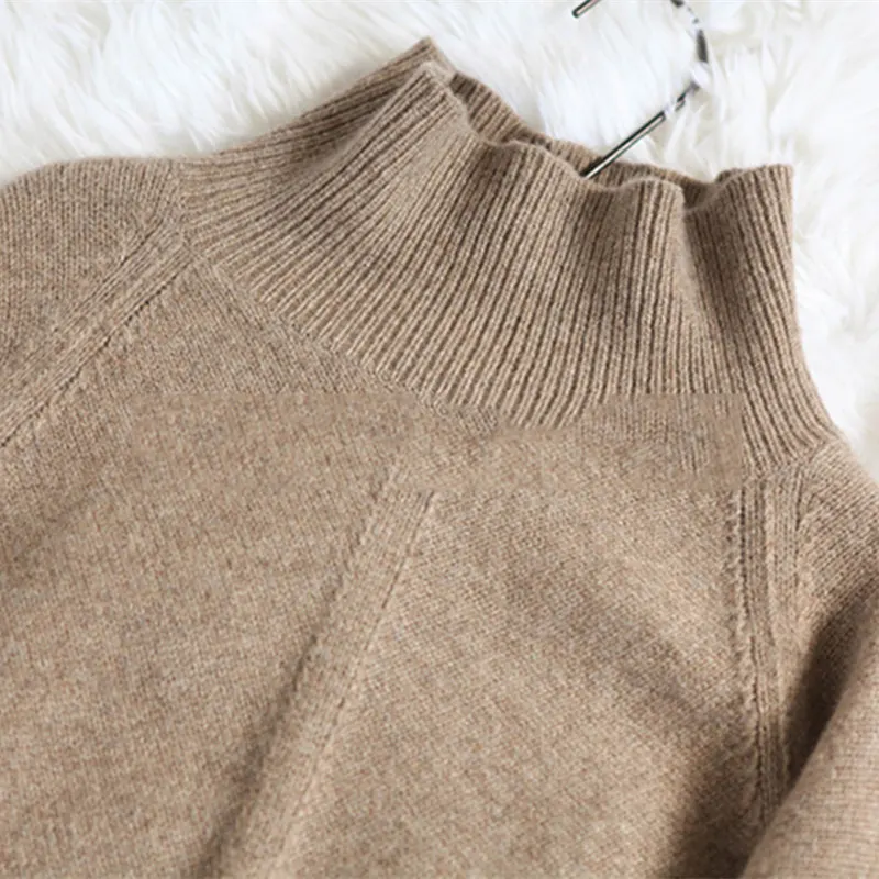 

Autumn and Winter New Cashmere Sweater Women's High-Necked Pullover Loose Thick Sweater Short Paragraph Knit Shirt