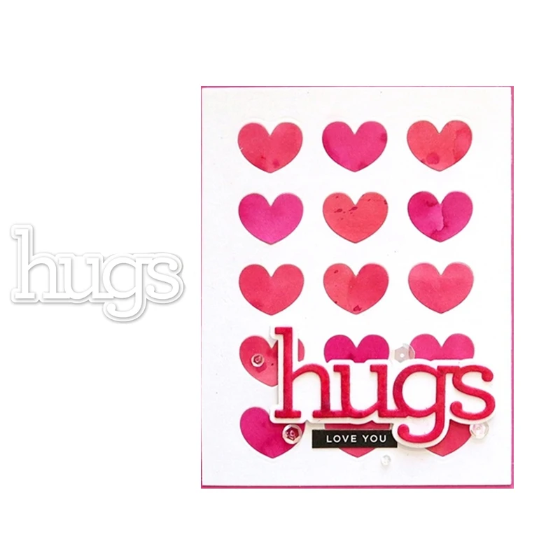 

JC hugs Letters Metal Cutting Dies for Scrapbooking Die Cut Stencil Handmade Tools DIY Card Make Mould Model Craft Decoration