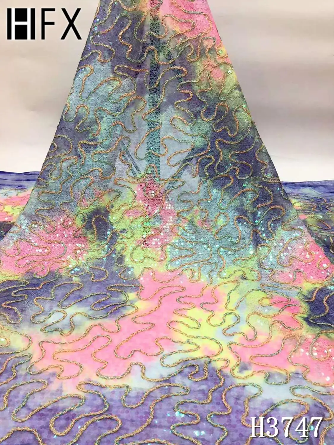 HFX африканская кружевная ткань с блестками 2020 высокое качество нигерийские