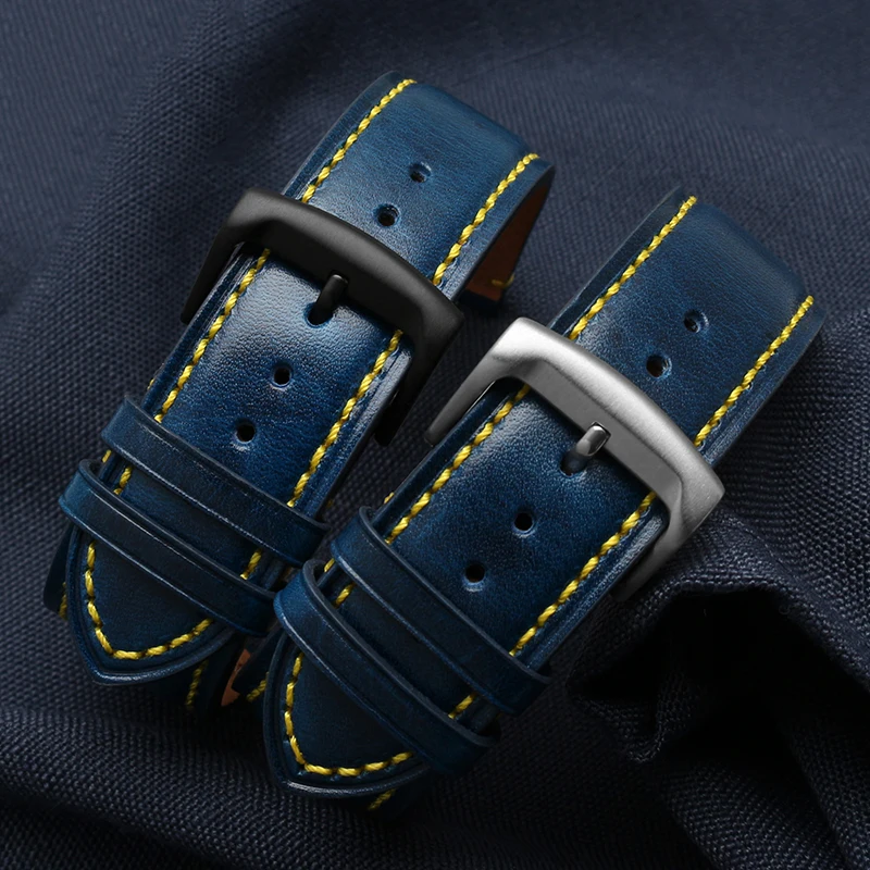 The leather strap is suitable for citizen Blue Angel AT8020 JY8078 second generation aviation Eagle leather 22 23mm