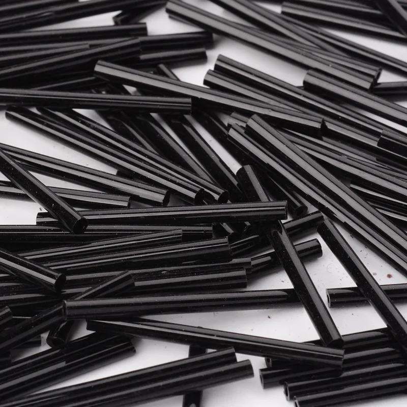 Black Около 1400 шт./фунт 1,2"~ 1,33" x 0,1" длинные черные трубки Стекло бусины Кристалл бисер из серии сделай сам, ювелирное изделие, для производства комплектующих для - Цвет: Black