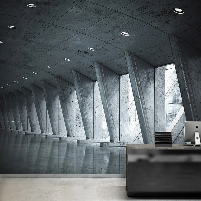 Industrial wind technology sense wallpaper office hair salon company front desk stereo vision space extension background mural |