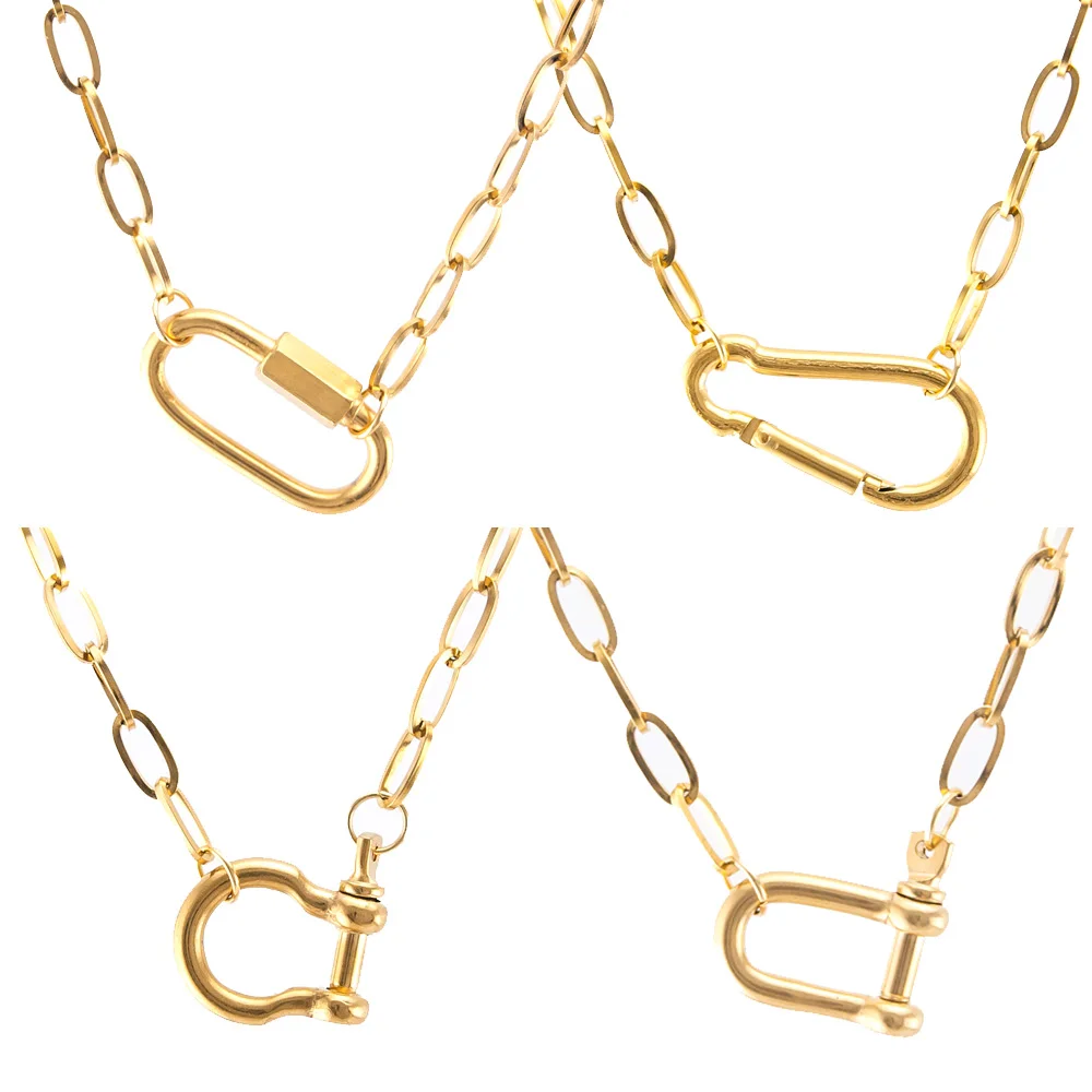 Ожерелье карабин из нержавеющей стали 100% золотистый/серебристый металлический