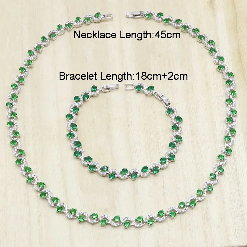 Свадебные ювелирные наборы серебряного цвета для женщин зеленые