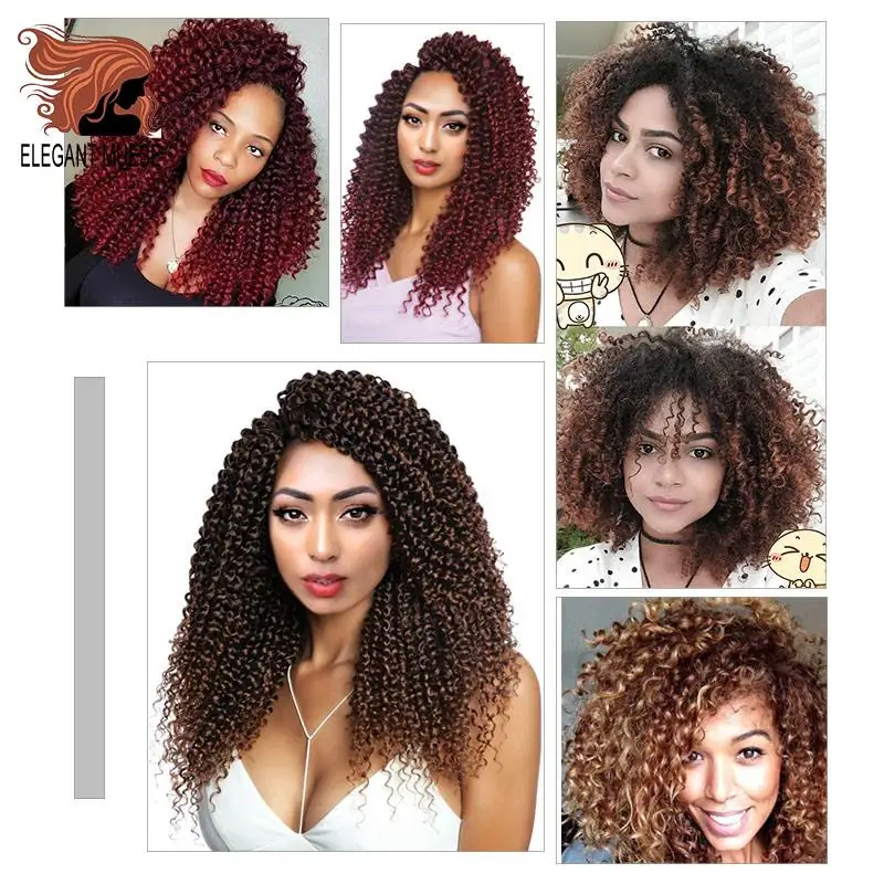 

ELEGANT MUSES 14inch Kinky Curly Crochet Braids Hair Soft Ombre Braiding Hair Extensions Synthetic Crochet Braid Hair