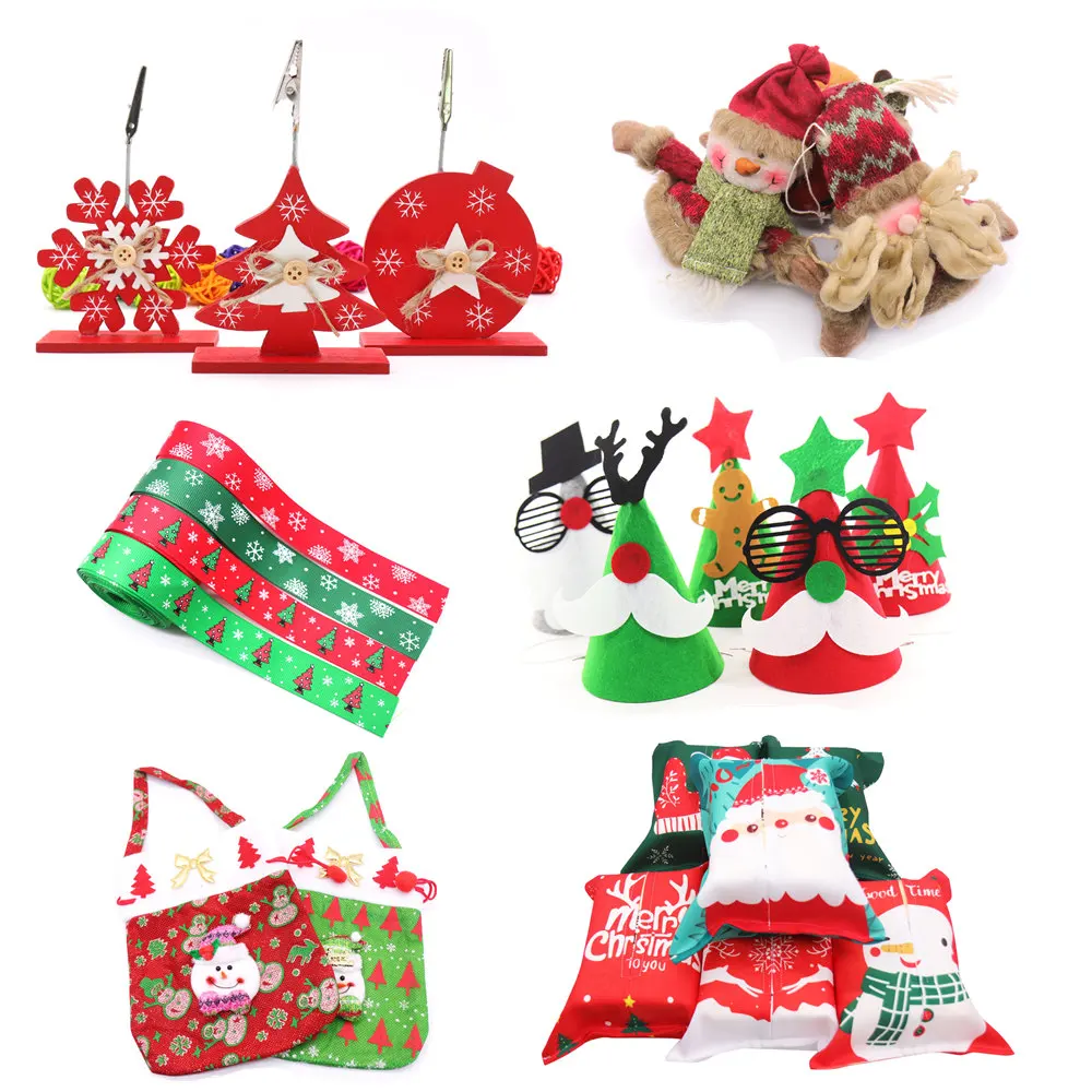 Сумки для рождественской вечеринки/деревянная подвеска/шляпа куклы Санта Клауса