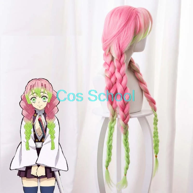 Cos School Tsuyuri Kanawo Rengoku Kyoujurou Kanroji Mitsuri Iguro Obanai парики Demon Slayer Kimetsu no Yaiba аксессуары