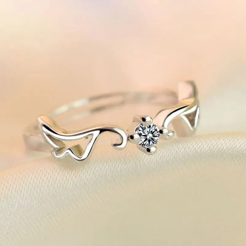 Модные ангельские крылья Стерлинговое Серебро 925 пробы супер блестящий циркон