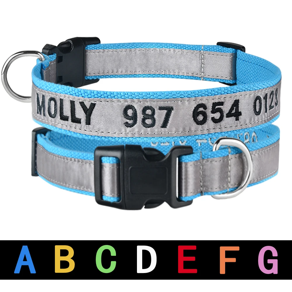 

Персонализированные нейлоновой вышитой ошейник для собак по индивидуальному заказу щенок ID именной ошейник для маленьких, средних и больш...