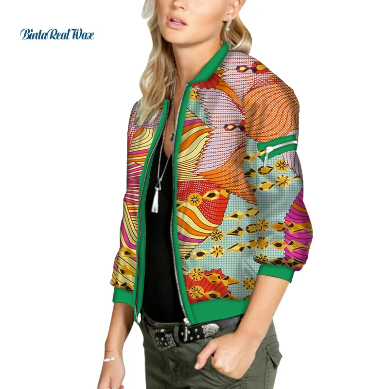 Африканский Воск для печати Курточка бомбер на молнии шнуровке в стиле ретро