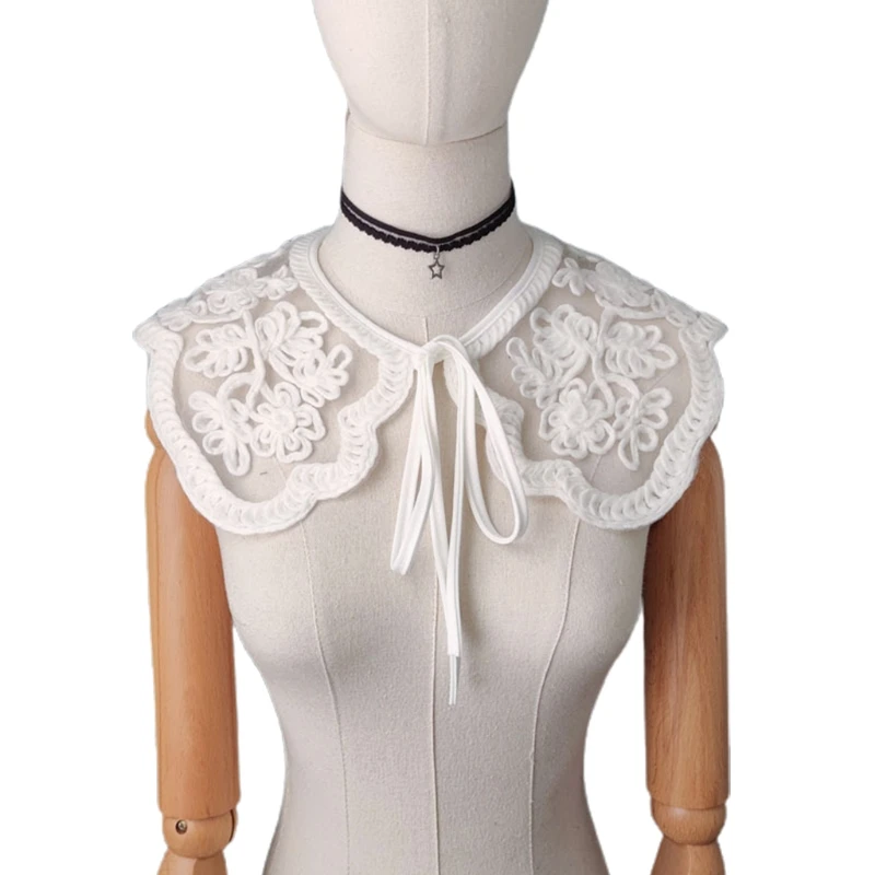 

573B Vintage Style Womens Doll False Fake Collar Crochet Lace Half Detachable Shirt Necklace Shawl Wrap Blouse Top