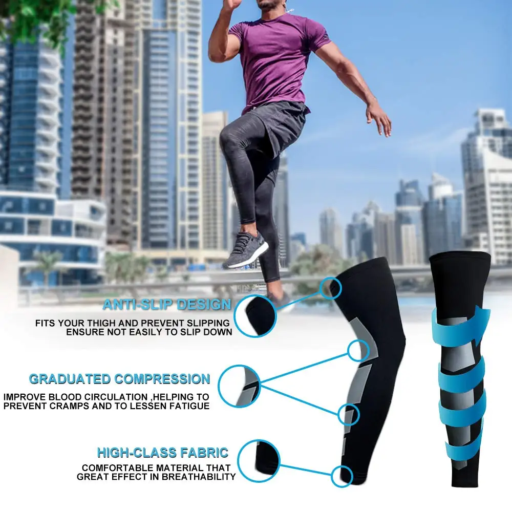 MTATMT 1 шт. Противоскользящий длинный компрессионный рукав для ног икры и поддержки